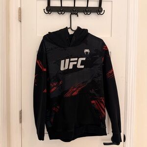 UFC Black Hoodie with Subtle Red Details